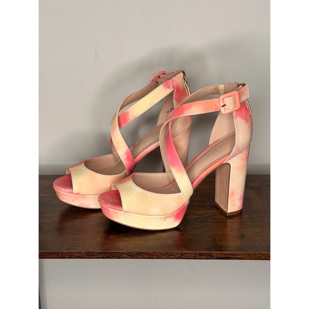 Limelight Lyanna Colorful Summer Heels Thick Block Heel Open Toe Platform Sz 8.5